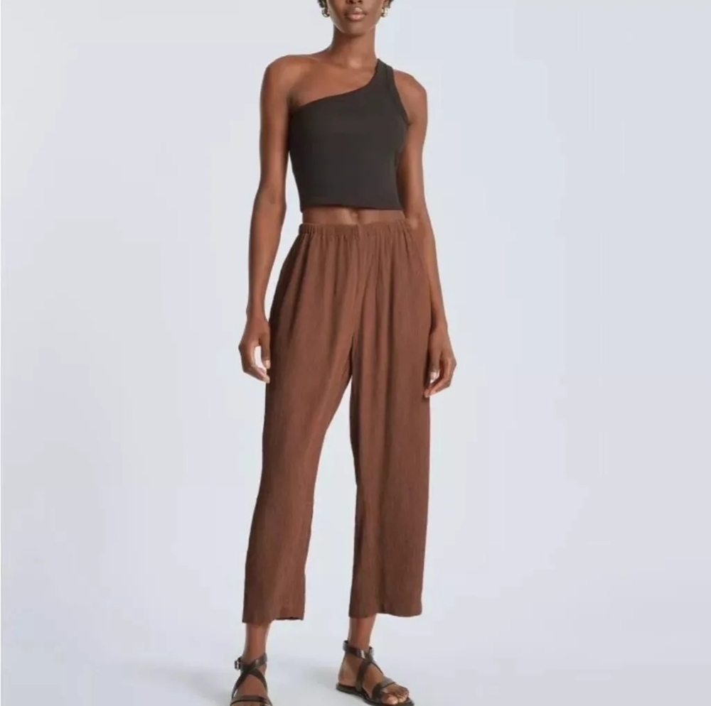 EVERLANE Brown The Naia Minimalist Casual Ripple Pull On Pant Extra-Small